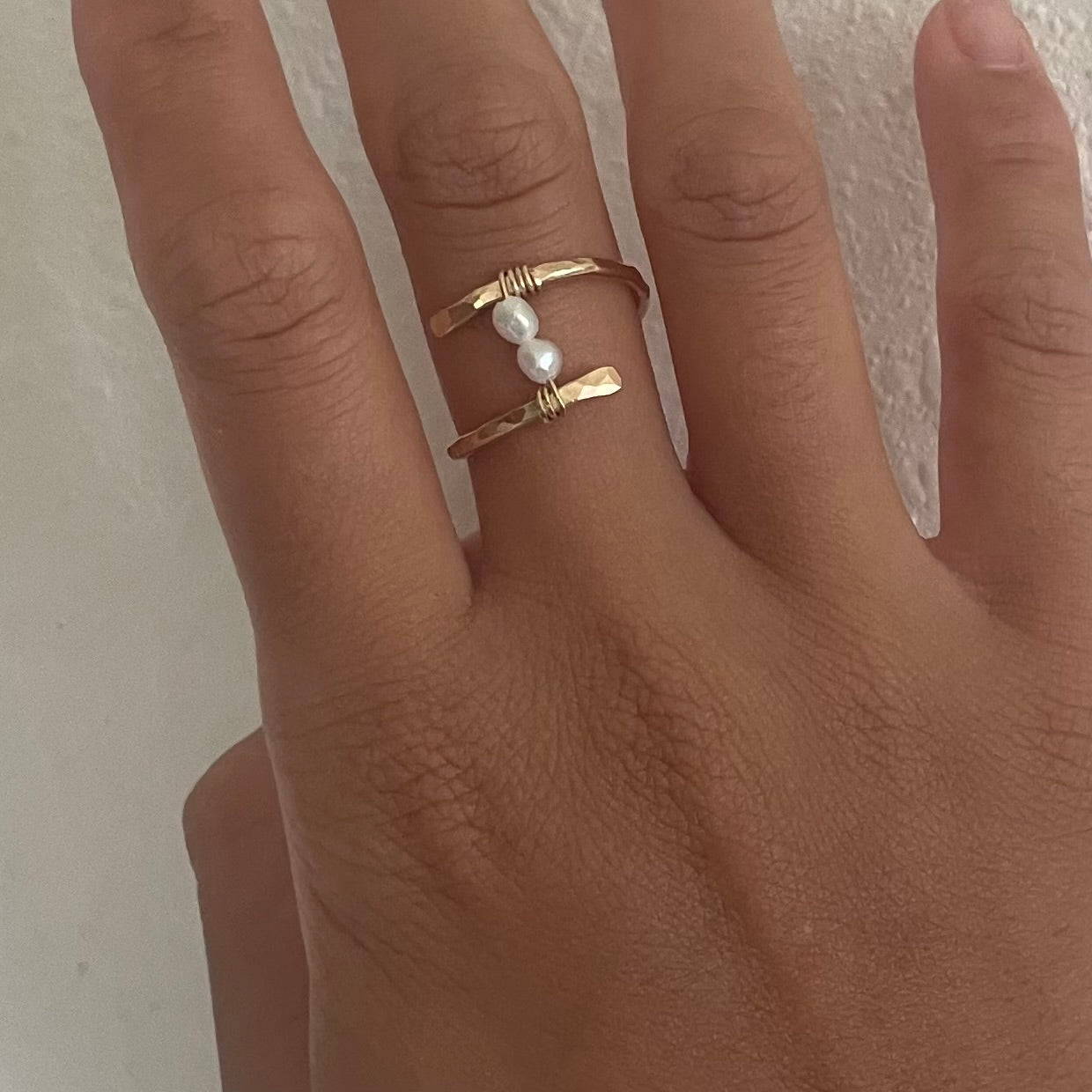 PETITE PEARL BYPASS RING