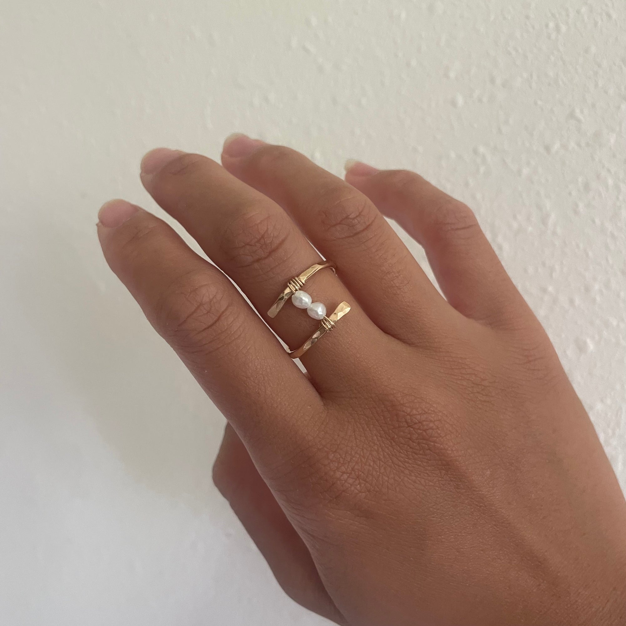 PETITE PEARL BYPASS RING