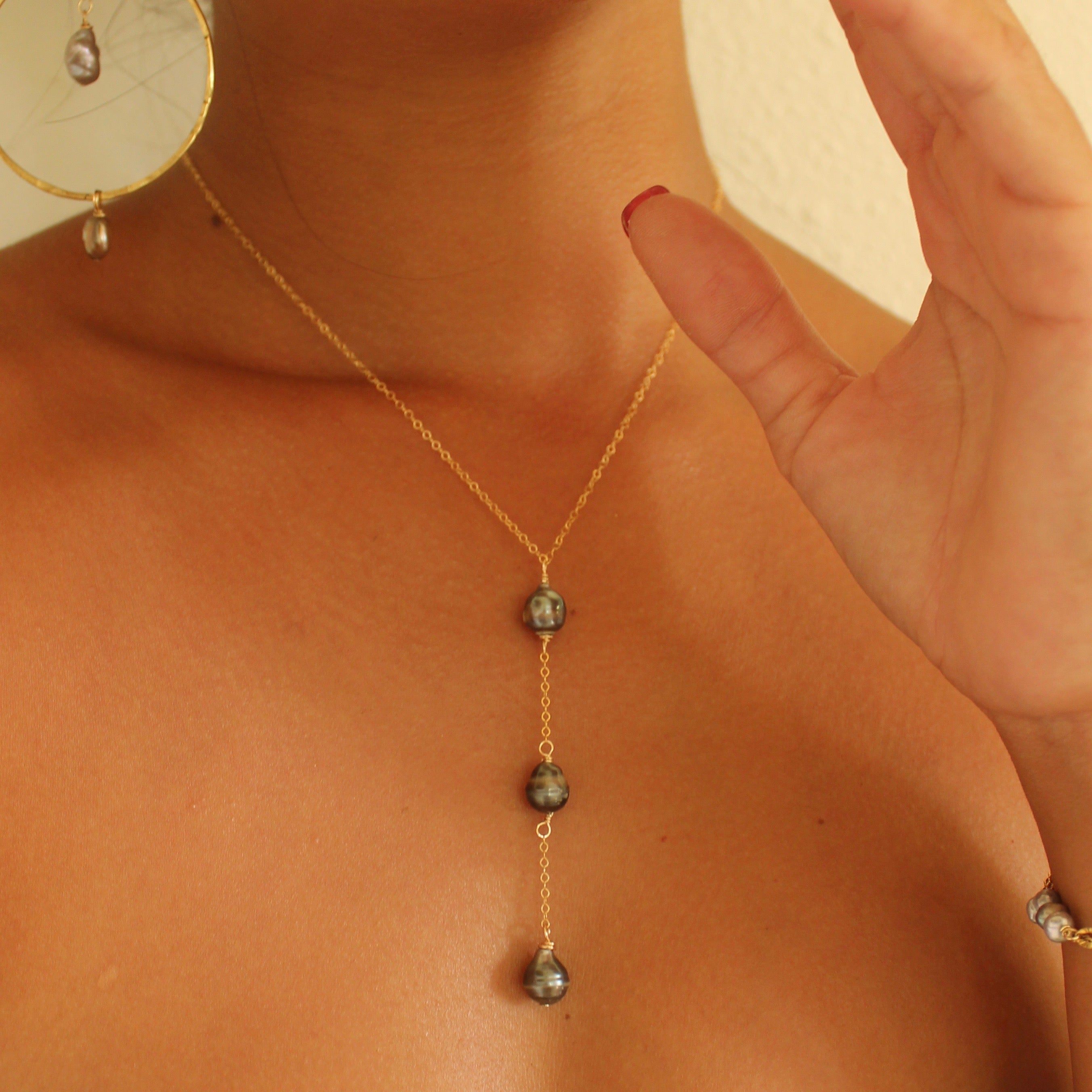 TAHITIAN PEARL LARIAT NECKLACE