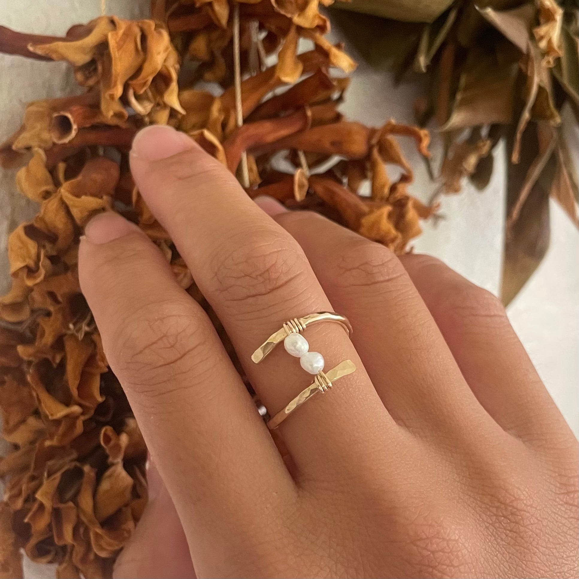 PETITE PEARL BYPASS RING