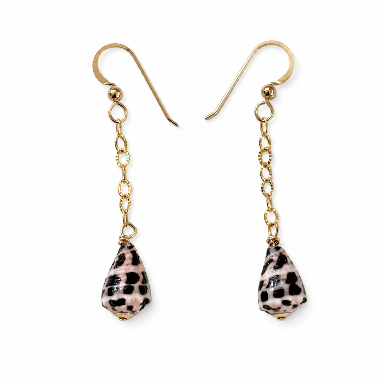 HEBREW SHELL DANGLE EARRINGS