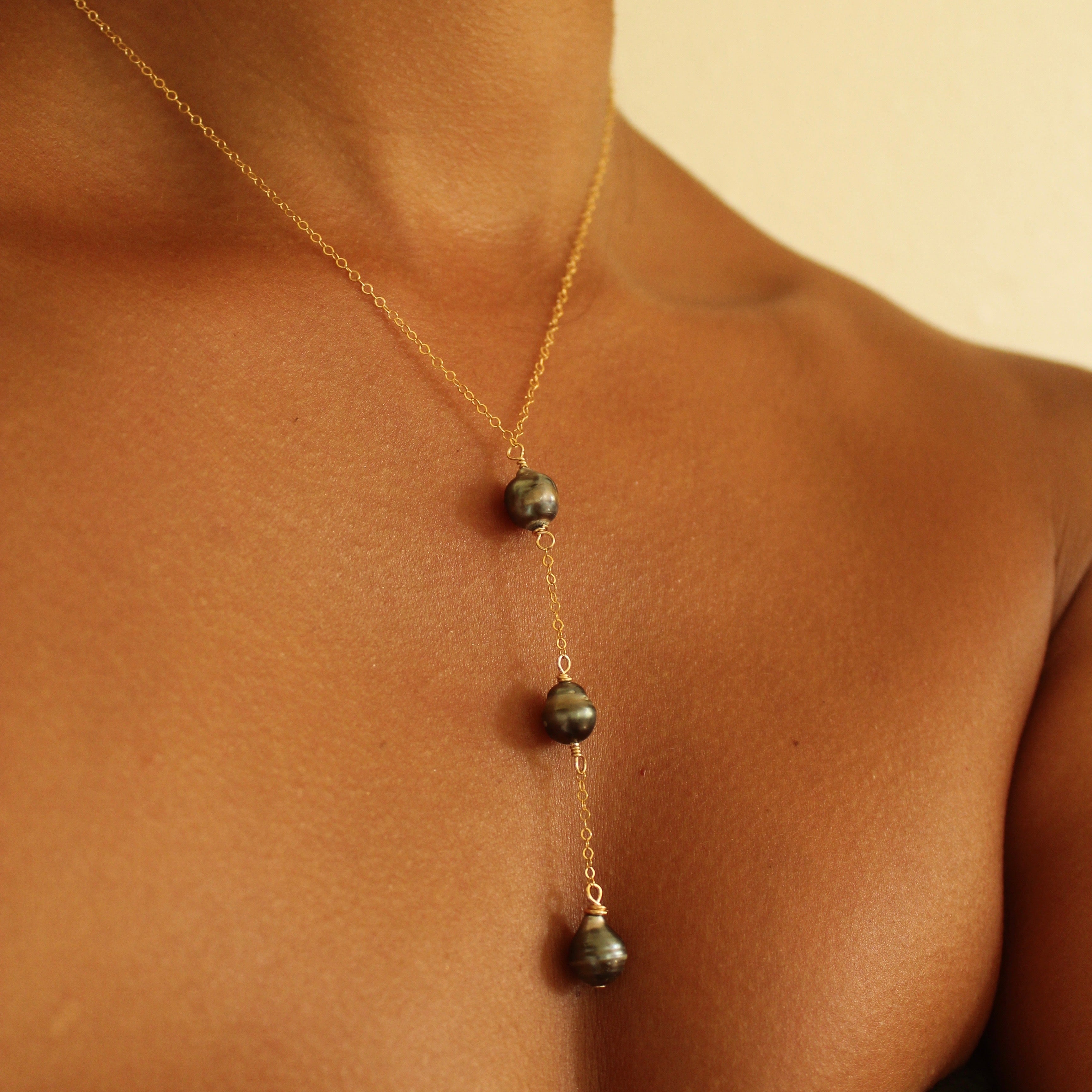 TAHITIAN PEARL LARIAT NECKLACE