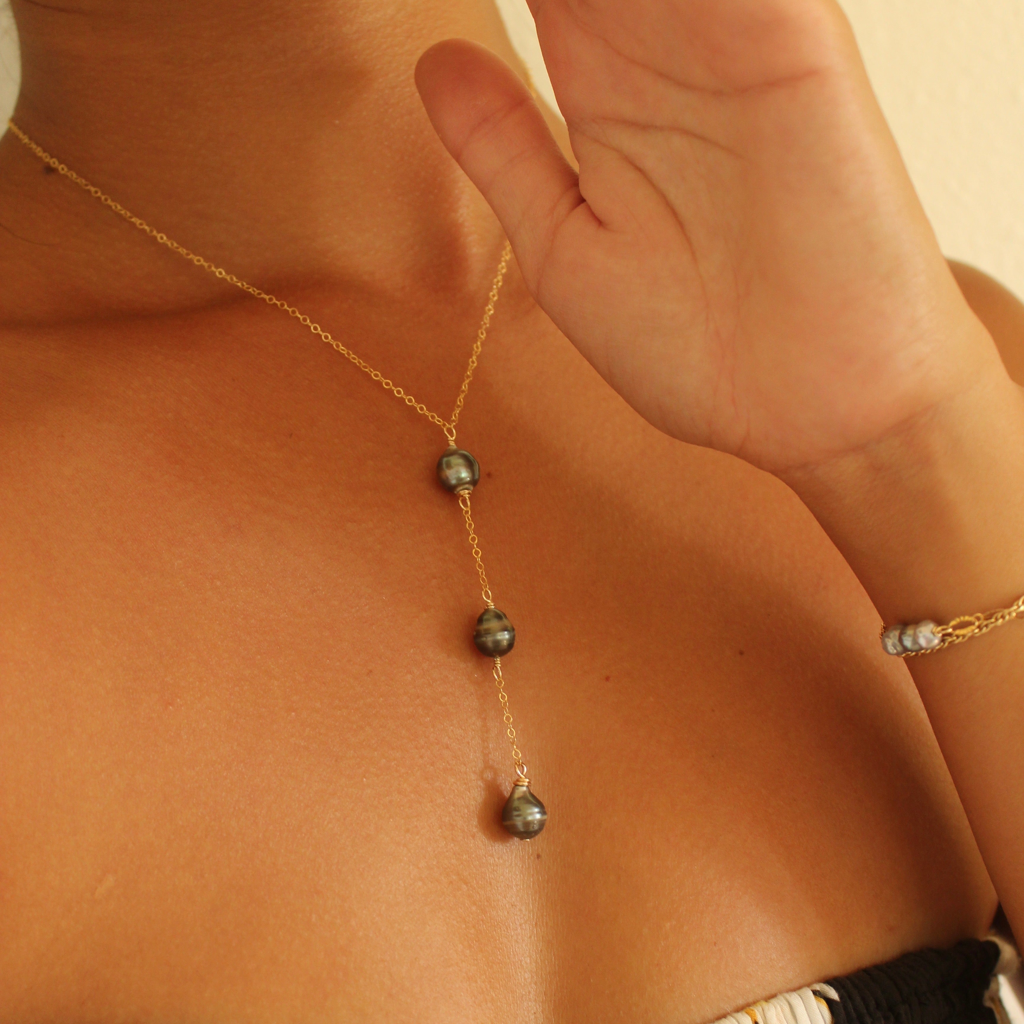 TAHITIAN PEARL LARIAT NECKLACE