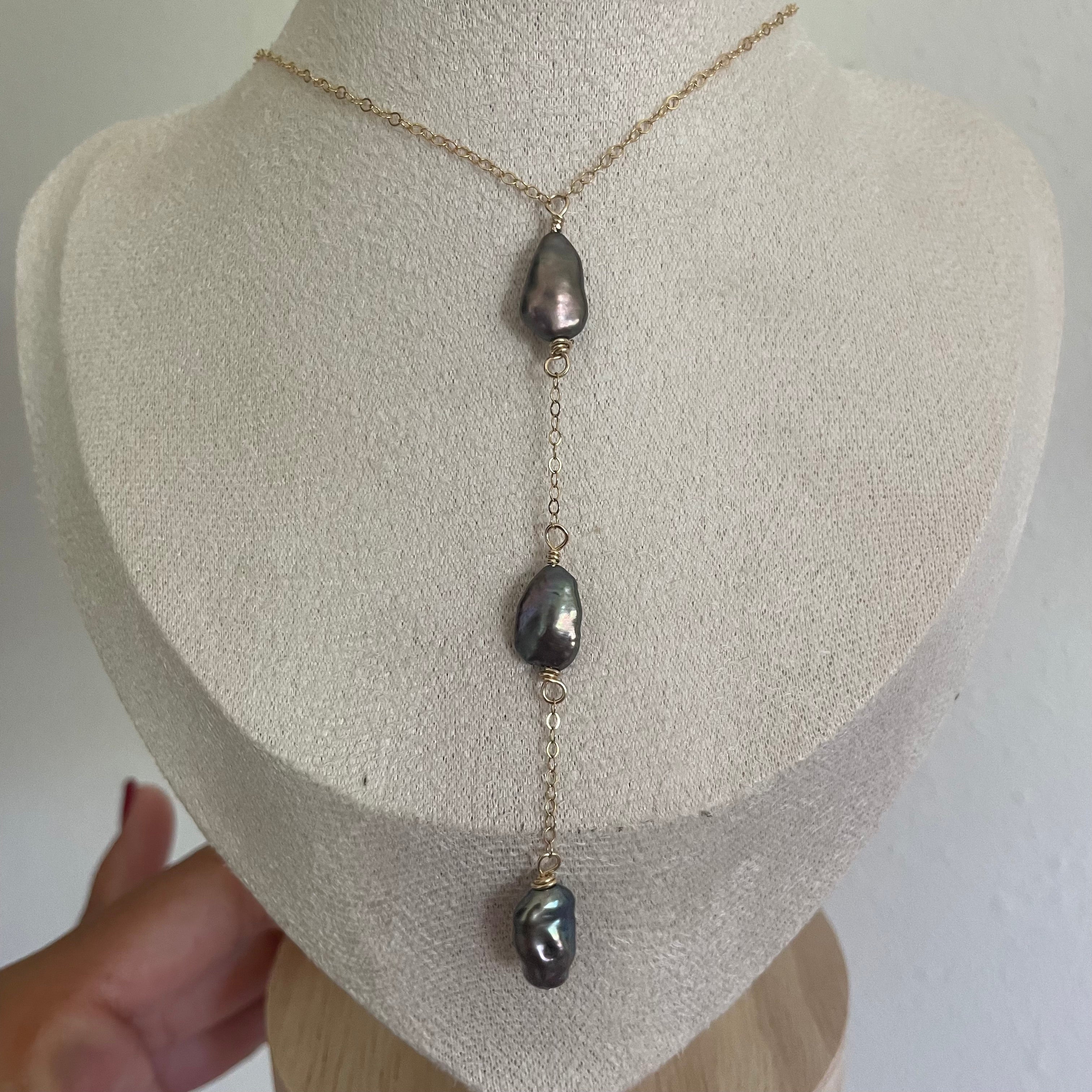 KESHI PEARL LARIAT NECKLACE